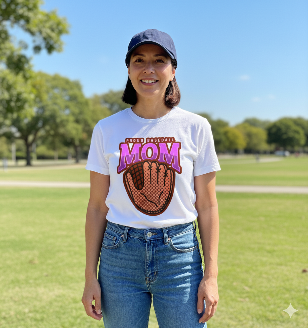 Proud Baseball Mom T-Shirt - Yellow Graphic Tee for Sports Moms & Casual Wear