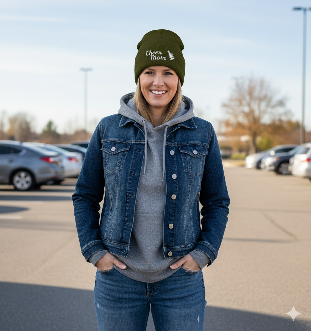 Classic Cuffed Embroidered Beanie | Winter Hat, Women's Cold Weather Accessory, Stylish & Warm Gift