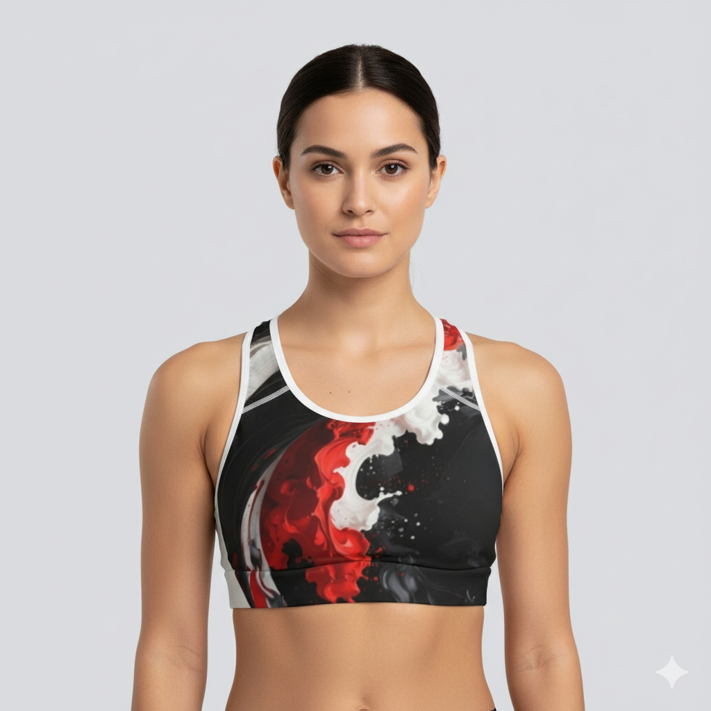 Bold Abstract Sports Bra | Stylish Activewear for Women, Gym & Yoga Top, Comfortable Fitness Apparel