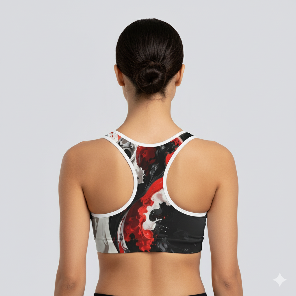 Bold Abstract Sports Bra | Stylish Activewear for Women, Gym & Yoga Top, Comfortable Fitness Apparel