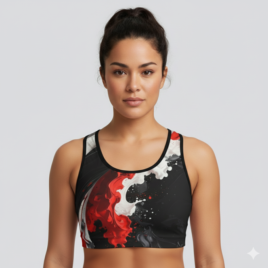 Bruntee Bold Abstract Sports Bra – Stylish Women’s Fitness & Yoga Top