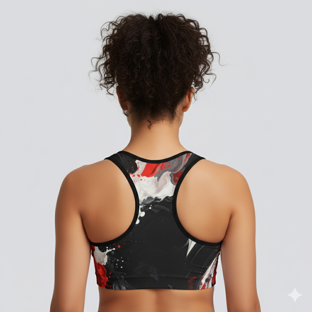 Bruntee Bold Abstract Sports Bra – Stylish Women’s Fitness & Yoga Top