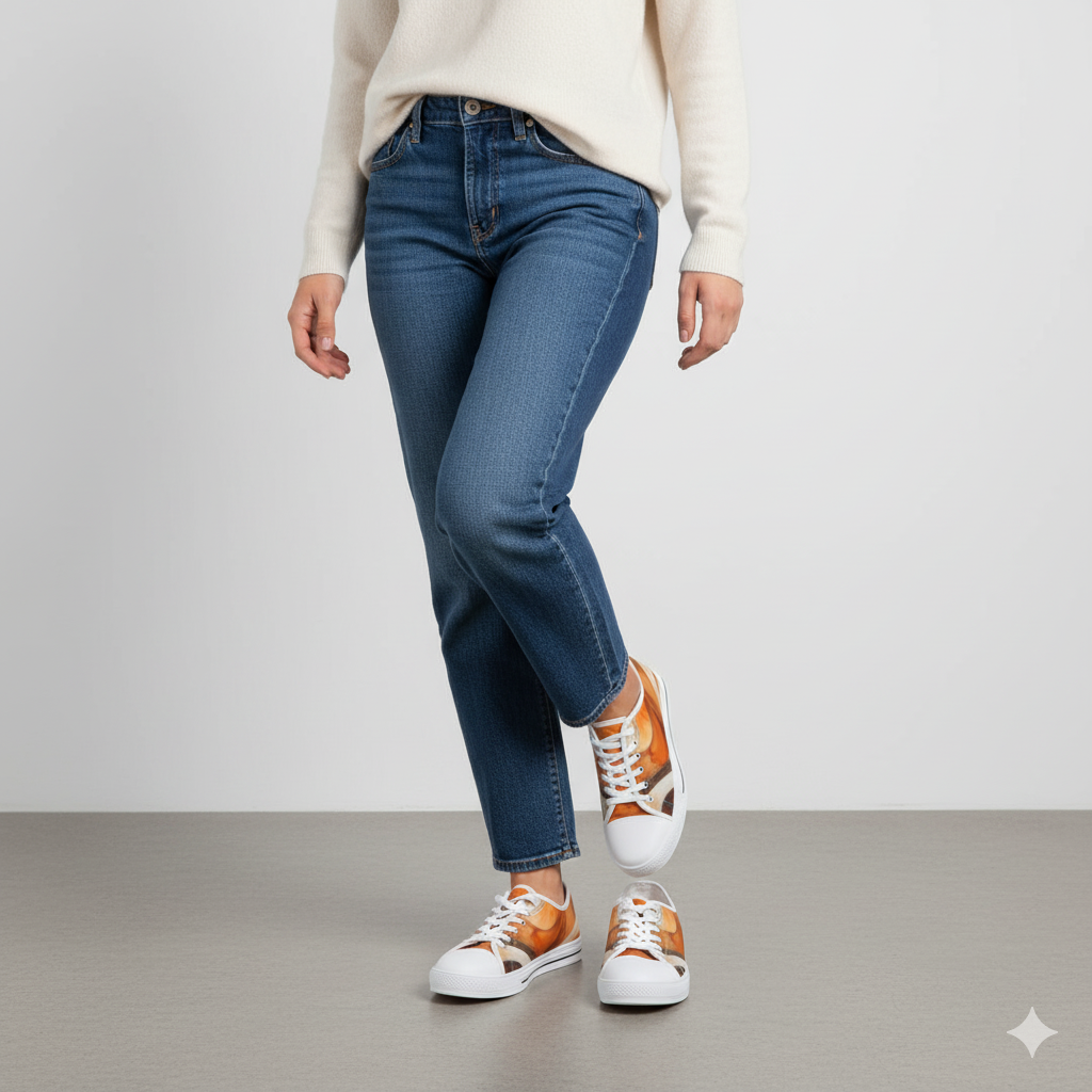 Autumn Abstract Women’s Low Top Sneakers | Stylish Casual Footwear, Comfortable Everyday Shoes & Unique Gift for Her