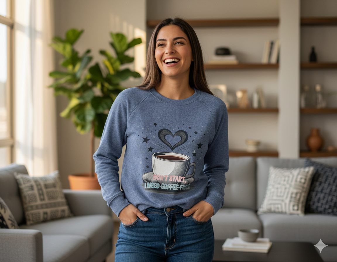 Bruntee Coffee Lover Crewneck – Funny Cozy Sweatshirt, Unisex Casual Wear, Gift for Coffee Enthusiasts