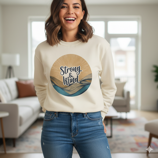 Bruntee Strong & Kind Crewneck – Inspirational Sweatshirt, Motivational Fashion, Gift for Her