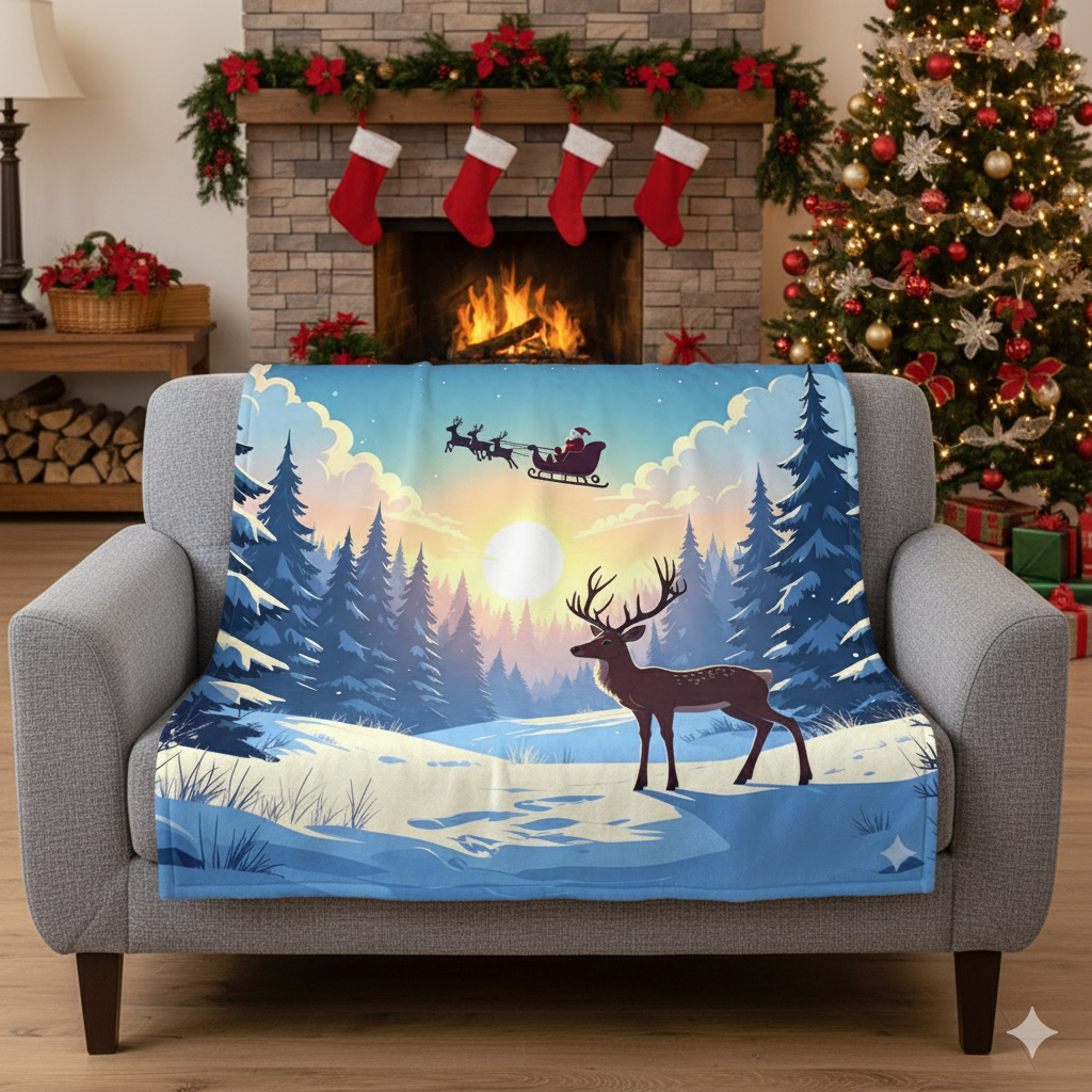 Cozy Winter Throw Blanket, Festive Home Décor, Christmas Gift, Holiday Snuggle Blanket, Winter Wonderland Decoration