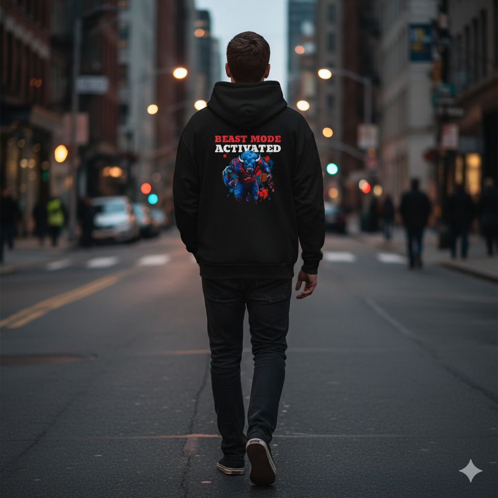 Bruntee "Beast Mode Activated" Men's Pullover Hoodie | Motivational Gym Workout Sweatshirt Fitness Apparel