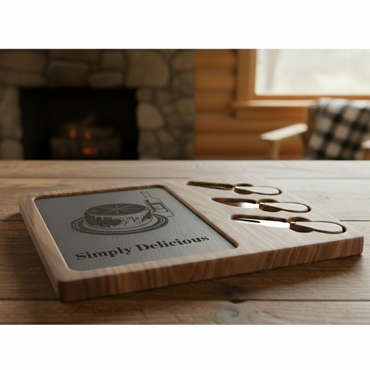 Personalized Charcuterie Board – Engraved Acacia & Slate Serving Tray | Wine & Cheese Gift for Weddings, Parties, and Food Lovers