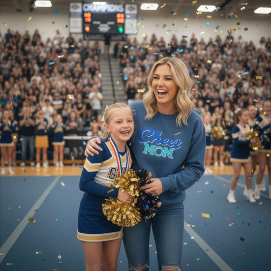 Bruntee Cheer Mom Crewneck – Cozy Women’s Sweatshirt, Gift for Sports Moms, Cheer Event Apparel, Soft Stylish Comfort