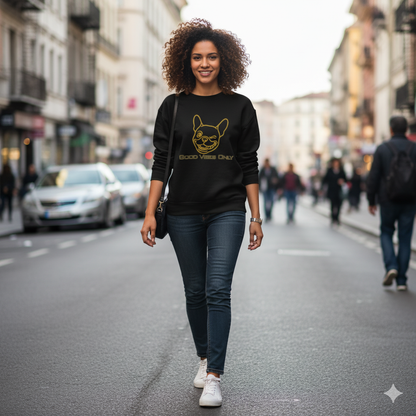 Bruntee Good Vibes Only Crewneck – Women's Dog Lover Sweatshirt