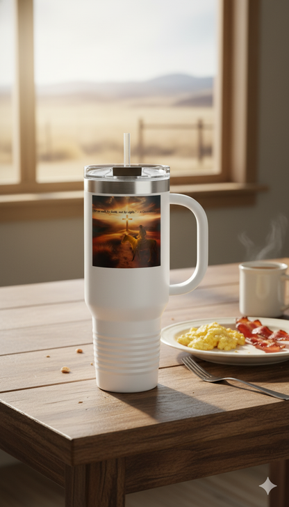 Faith Over Fear 40oz Travel Mug – Inspirational Christian Tumbler, Motivational Gift for Coffee Lovers, Outdoor Adventures & Daily Encouragement