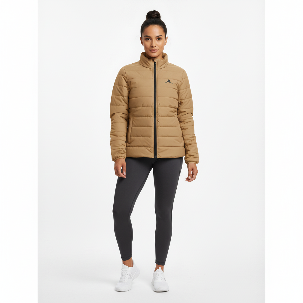 Bruntee Women’s Puffer Jacket – Mocha Beige Lightweight Coat
