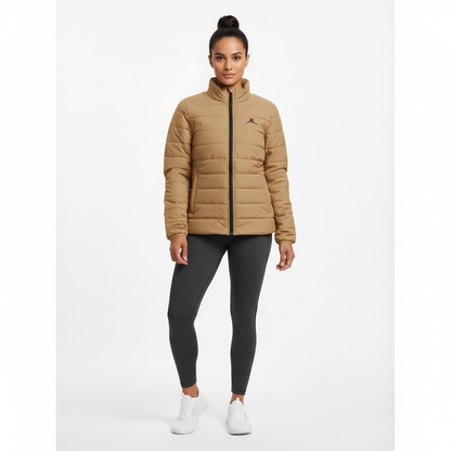 Bruntee Women’s Puffer Jacket – Mocha Beige Lightweight Coat