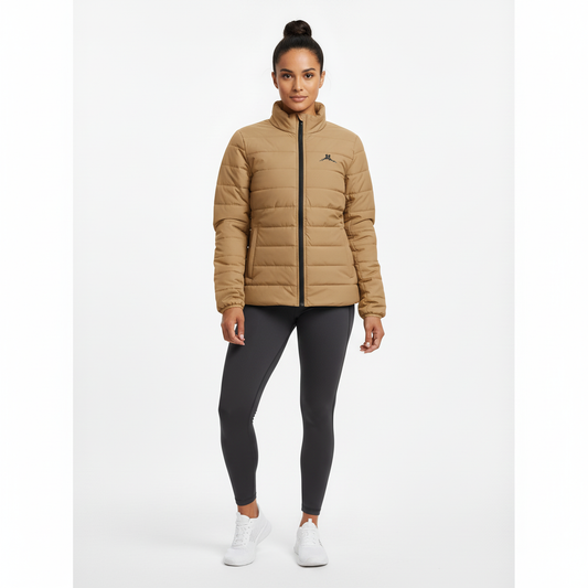 Bruntee Women’s Puffer Jacket – Mocha Beige Lightweight Coat