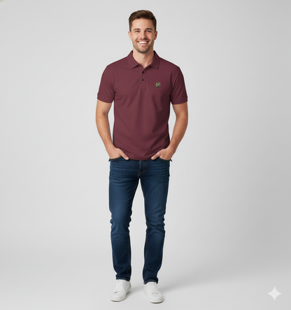 Bruntee Crest Polo – Classic Maroon Short-Sleeve | Lightweight, Breathable, Easy-Care