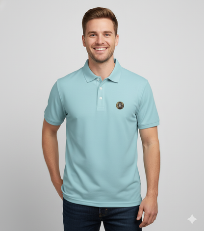 Bruntee Crest Polo – Powder Blue Short-Sleeve | Classic Fit, Breathable, Quick-Dry