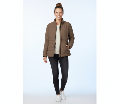 Bruntee Women’s Quilted Puffer Jacket – Cocoa Brown Lightweight Coat