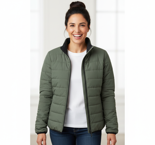 Bruntee Women’s Quilted Puffer Jacket – Mute Green Lightweight Coat