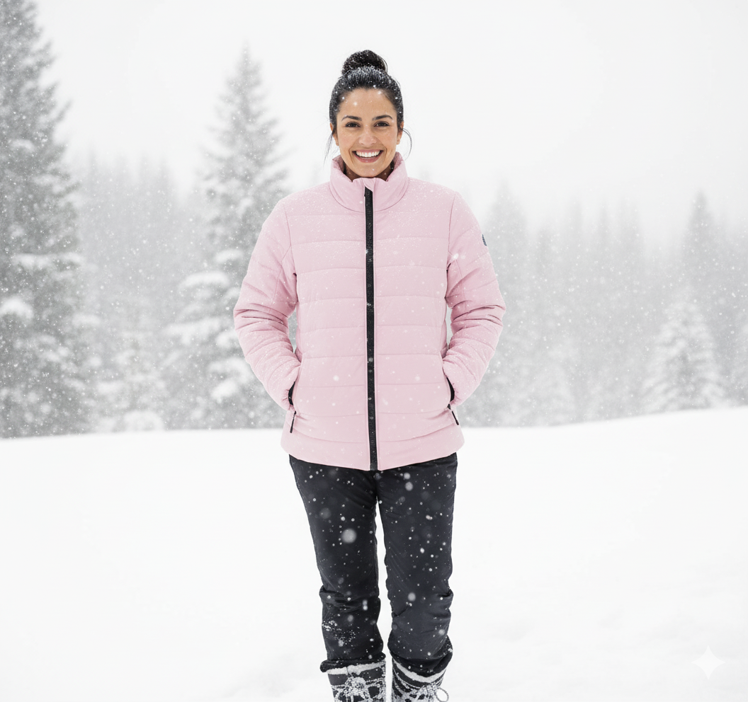 Bruntee Women’s Quilted Puffer Jacket – Lightweight Pink Coat