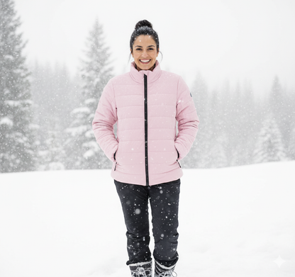Bruntee Women’s Quilted Puffer Jacket – Lightweight Pink Coat