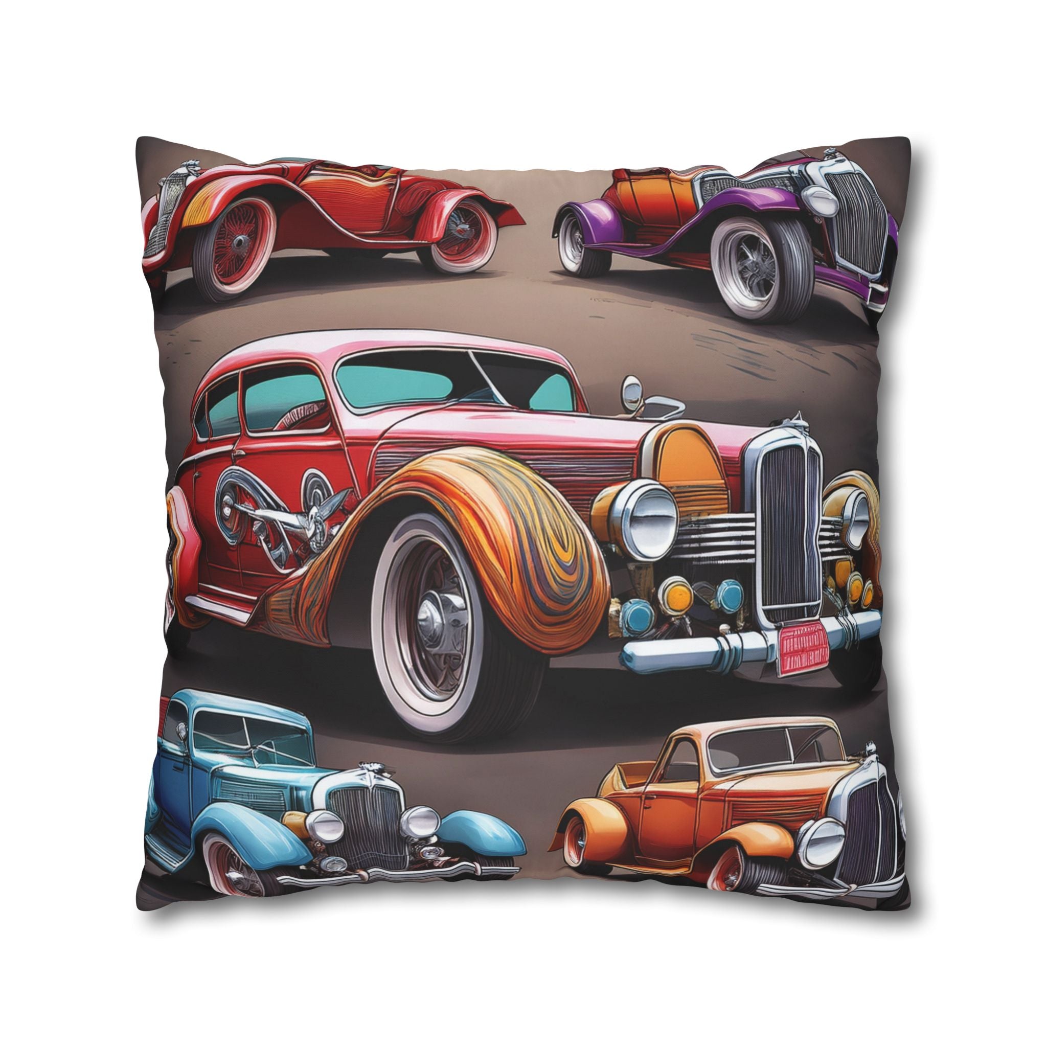 Vintage Car Decorative Pillowcase – Retro Auto Accent for Couch, Car Lover Gift, Classic Car Home Decor