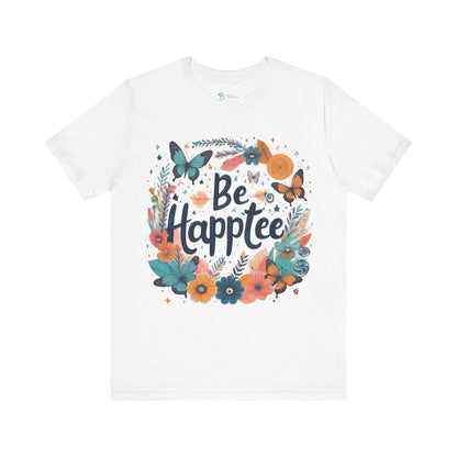 Bruntee “Be Happtee” Floral Tee – Women’s Inspirational Graphic Shirt, Casual Summer Top, Gift for Her