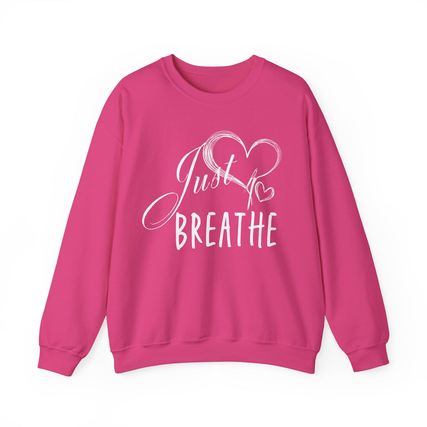 Just Breathe Women’s Crewneck Sweatshirt, Cozy Inspirational Pullover by Bruntee, Mindfulness & Self-Care Apparel, Relaxation Gift for Her
