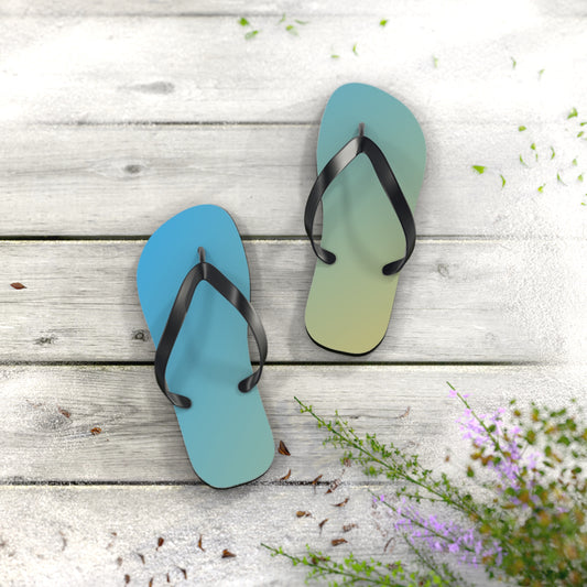 Vibrant Coastal Flip Flops | Blue-Sand Gradient Summer Sandals | Beach & Pool Footwear | Lightweight Vacation Slides | Gift for Beach Lovers