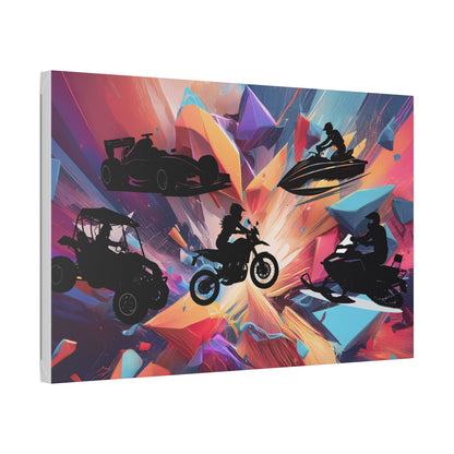 Dynamic Motorized Adventure Canvas Art | Motorsports Wall Decor, Off-Road Vehicle Artwork, Racing Enthusiast Gift, Modern Garage Art