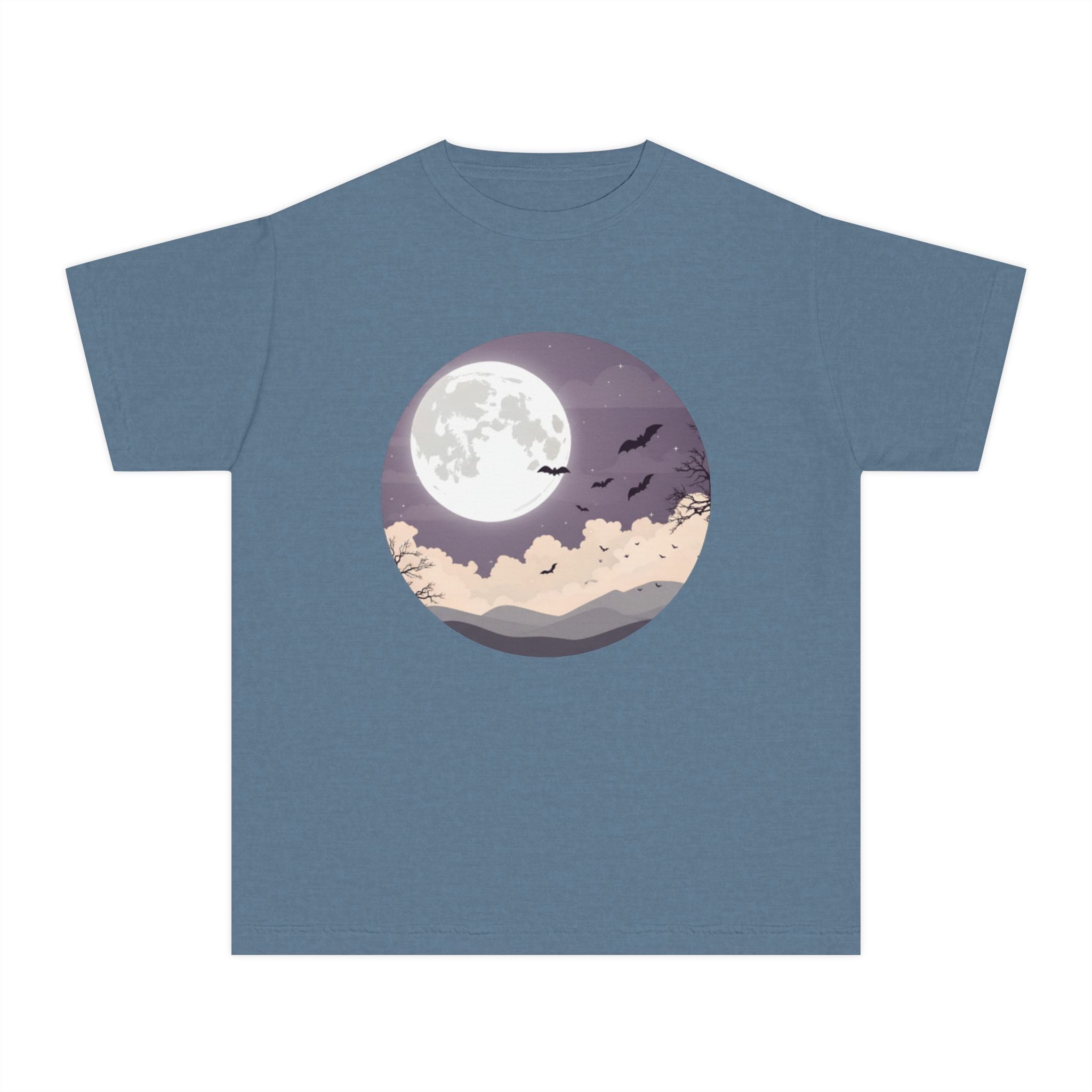 Youth Halloween Moon T-Shirt – Spooky Night Graphic Tee for Kids, Autumn Vibes Shirt, Fall Seasonal Outfit Boys & Girls