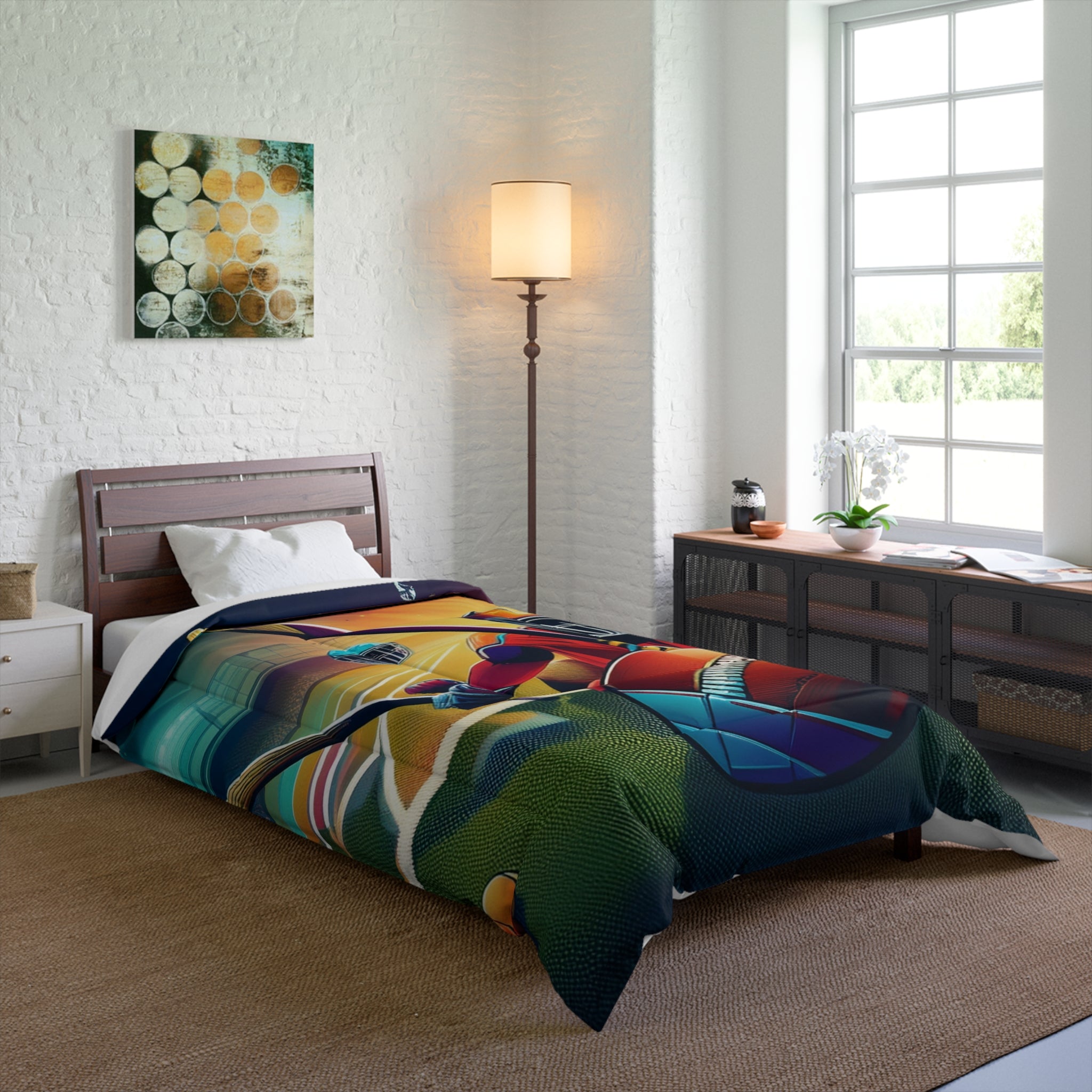 Vibrant Sports Comforter – Colorful Bedding for Kids, Youth Athletes, and Game Room Decor