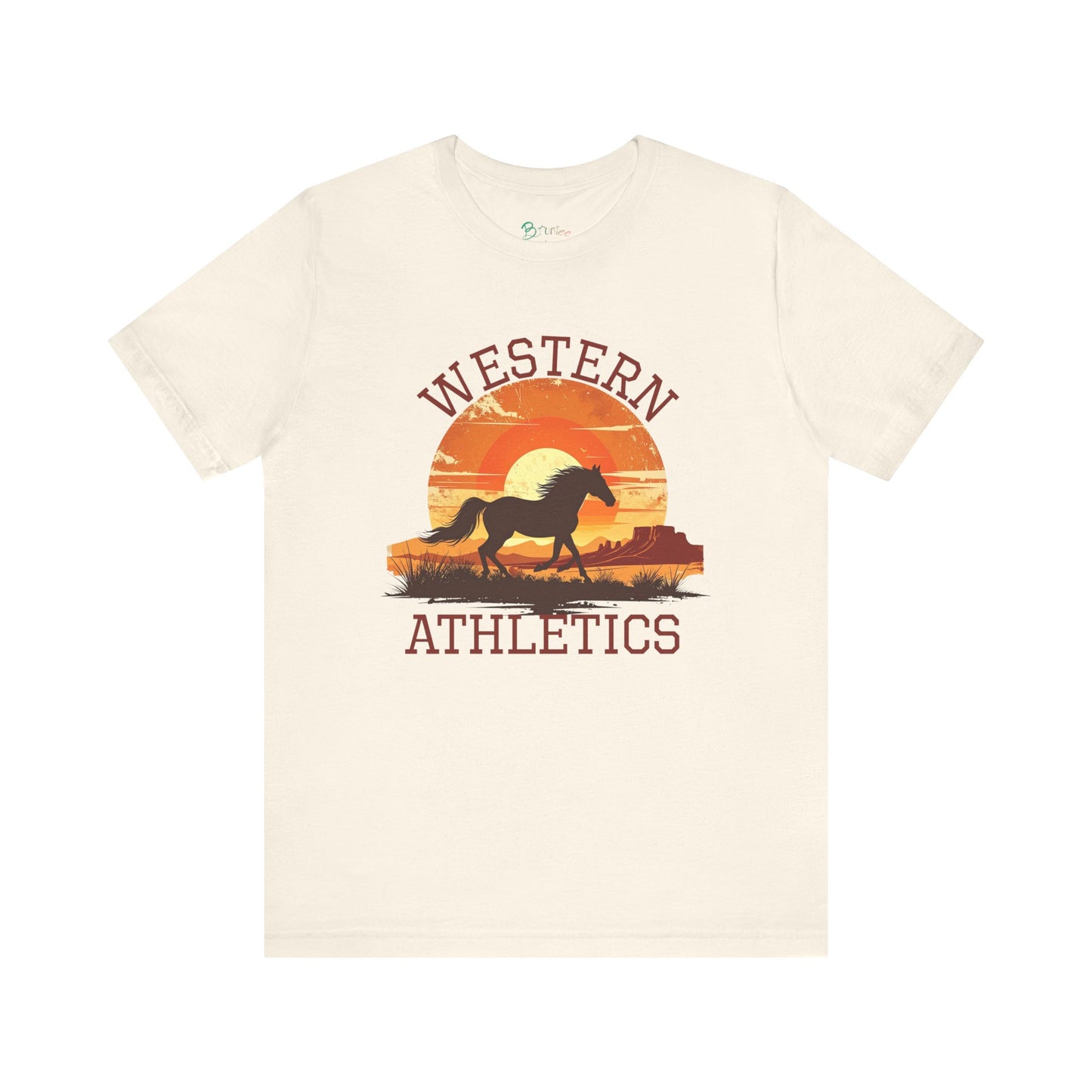 Western Athletics Horse Graphic Tee | Vintage Cowboy Sunset Shirt | Casual Unisex Equestrian T-Shirt