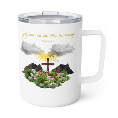 Joy Comes in the Morning Insulated Coffee Mug – Faith-Inspired 10oz Stainless Steel Mug, Inspirational Christian Gift
