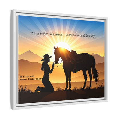 Horse Prayer Wall Art | Inspirational Framed Canvas, Christian Equestrian Decor, Cowgirl and Horse Artwork, Rustic Farmhouse Wall Art