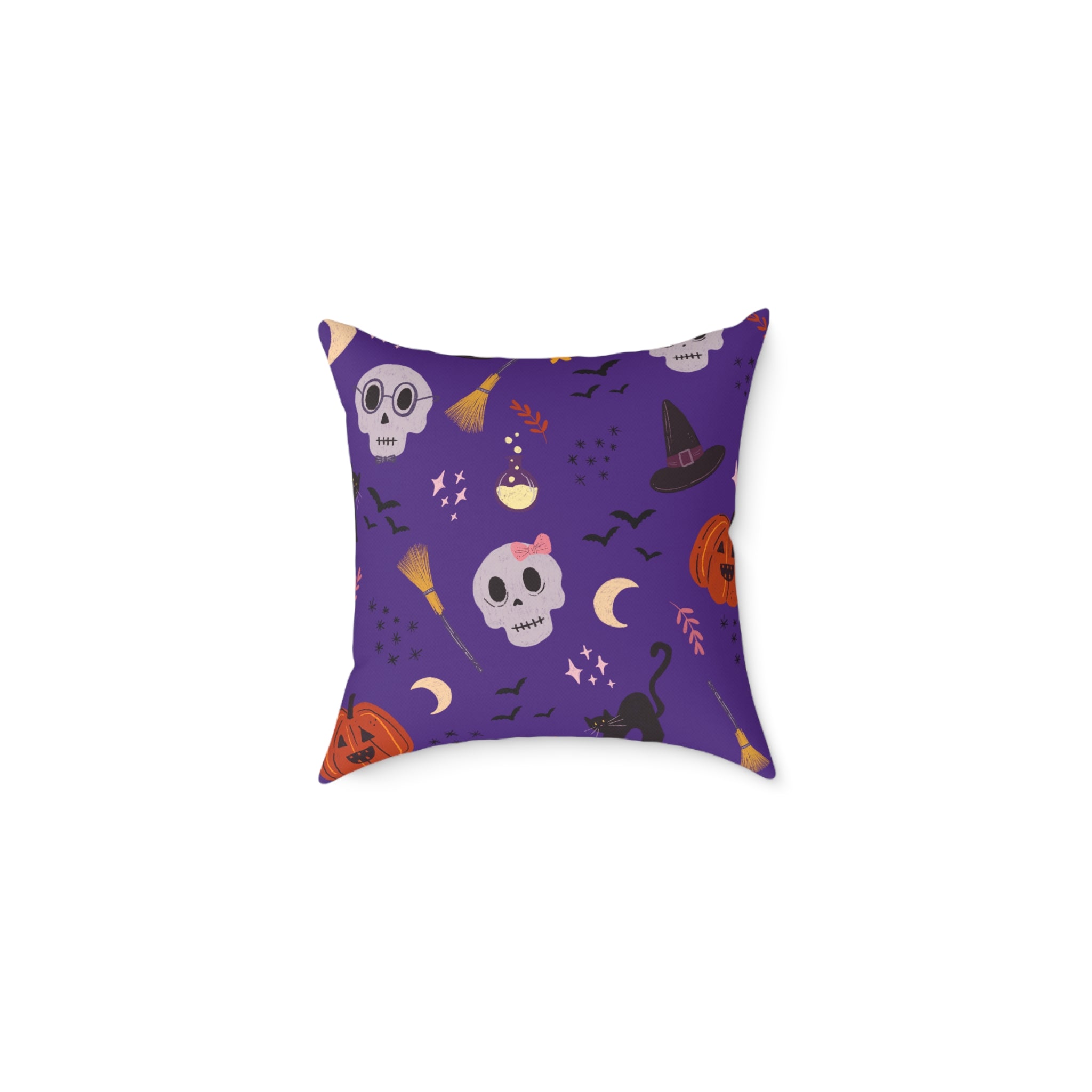 Halloween Throw Pillow – Spooky Skull & Pumpkin Decor, Festive Fall Cushion