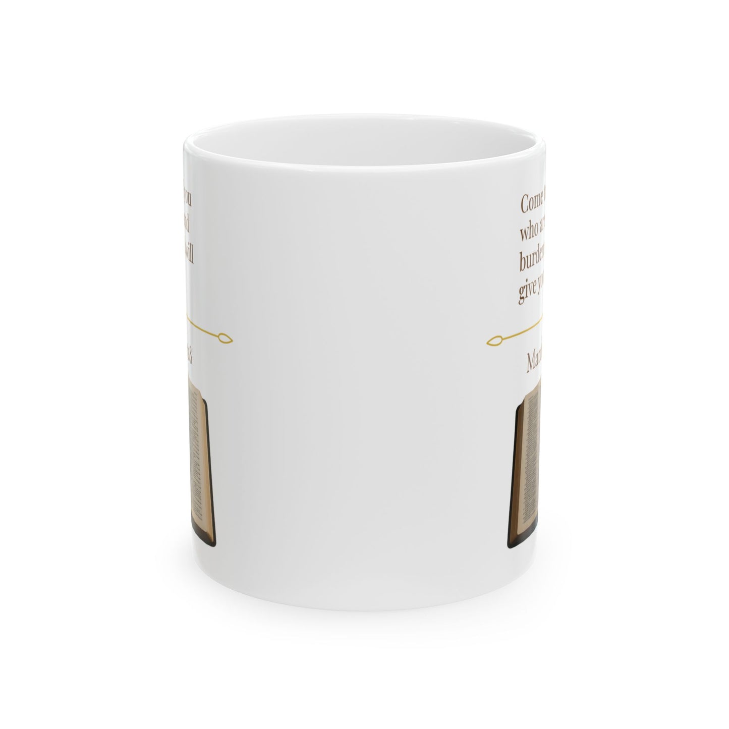 Matthew 11:28 Ceramic Mug – Faith Quote Cup, Inspirational Christian Gift, Encouraging Bible Verse Drinkware