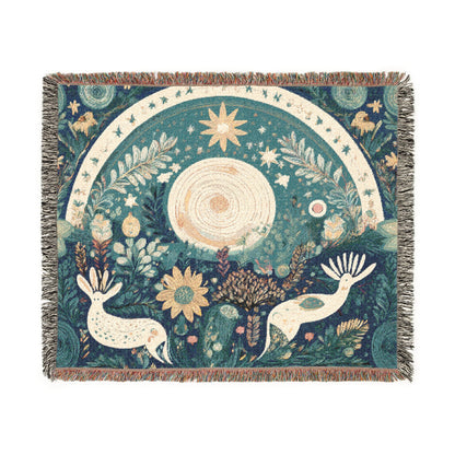 Bruntee Nature-Inspired Woven Blanket – Boho Throw for Home Decor, Cozy Cotton Blanket, Unique Gift for Nature Lovers