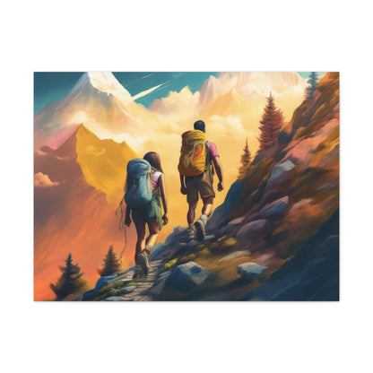 Hiking Adventure Canvas Wall Art – Scenic Mountain Trail Nature Decor for Outdoor Lovers