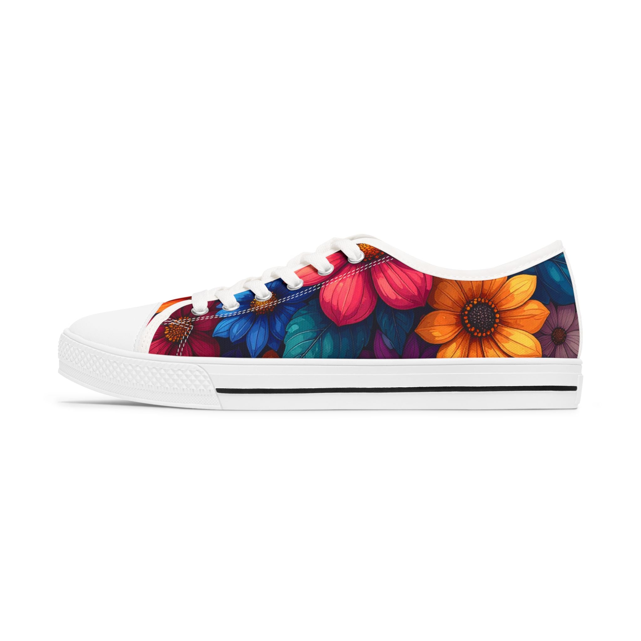 Vibrant Floral Women's Sneakers - Colorful Low Tops for Casual & Festival Wear