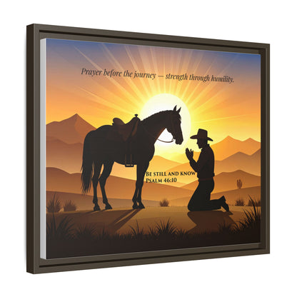 Cowboy Prayer Wall Art | Inspirational Framed Canvas, Western Christian Decor, Horse and Cowboy Artwork, Rustic Farmhouse Wall Art