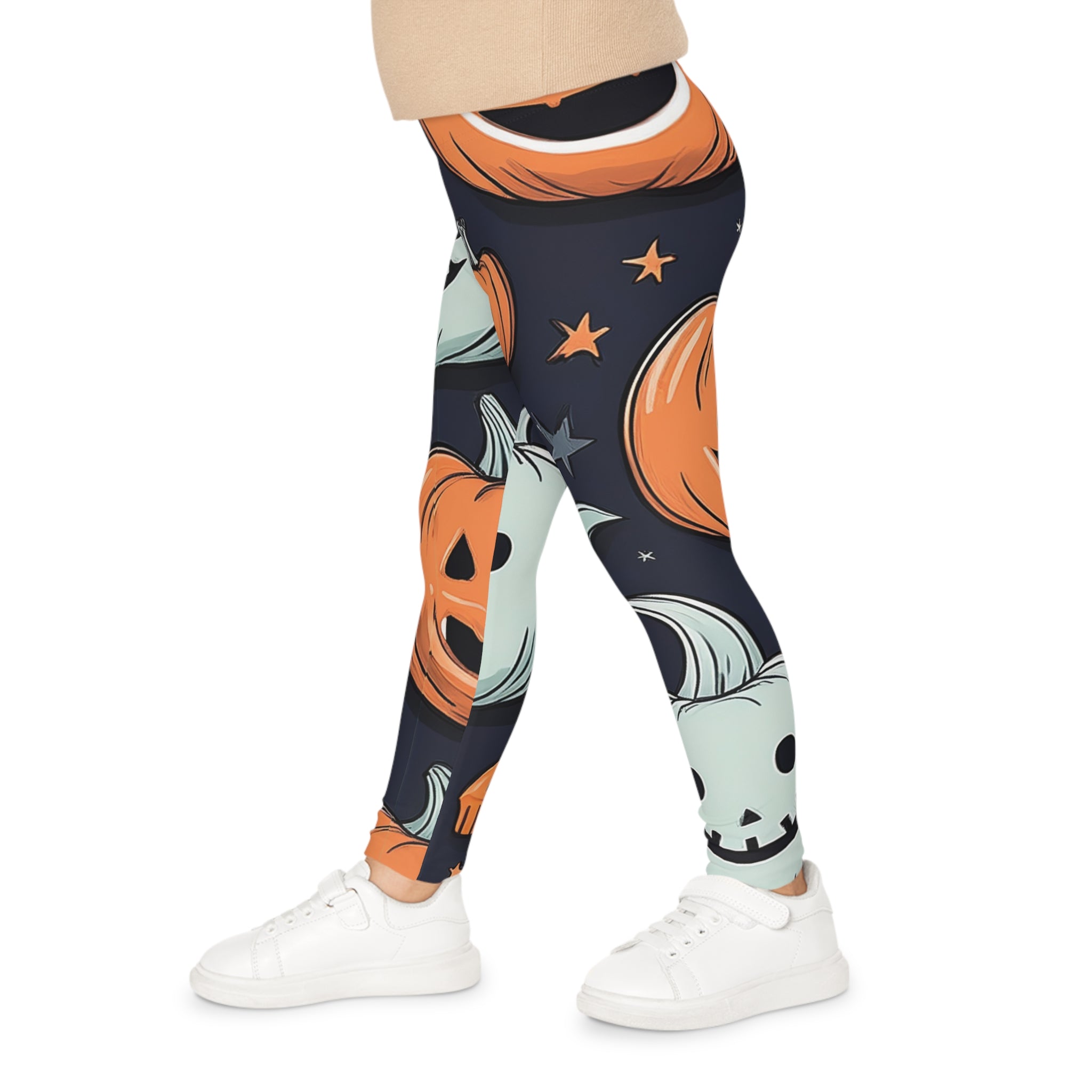 Halloween Kids Leggings – Pumpkin & Ghost Print, Fun Spooky Outfit, Trick or Treat Clothing