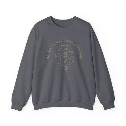 Inspirational Floral Crewneck Sweatshirt | “God Is Within Her” Scripture Sweater, Faith-Based Gift for Women, Cozy Empowerment Apparel