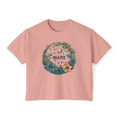 Bruntee Bohemian Floral Boxy Tee – Women’s Casual Top, Graphic Nature Shirt, Gift for Her