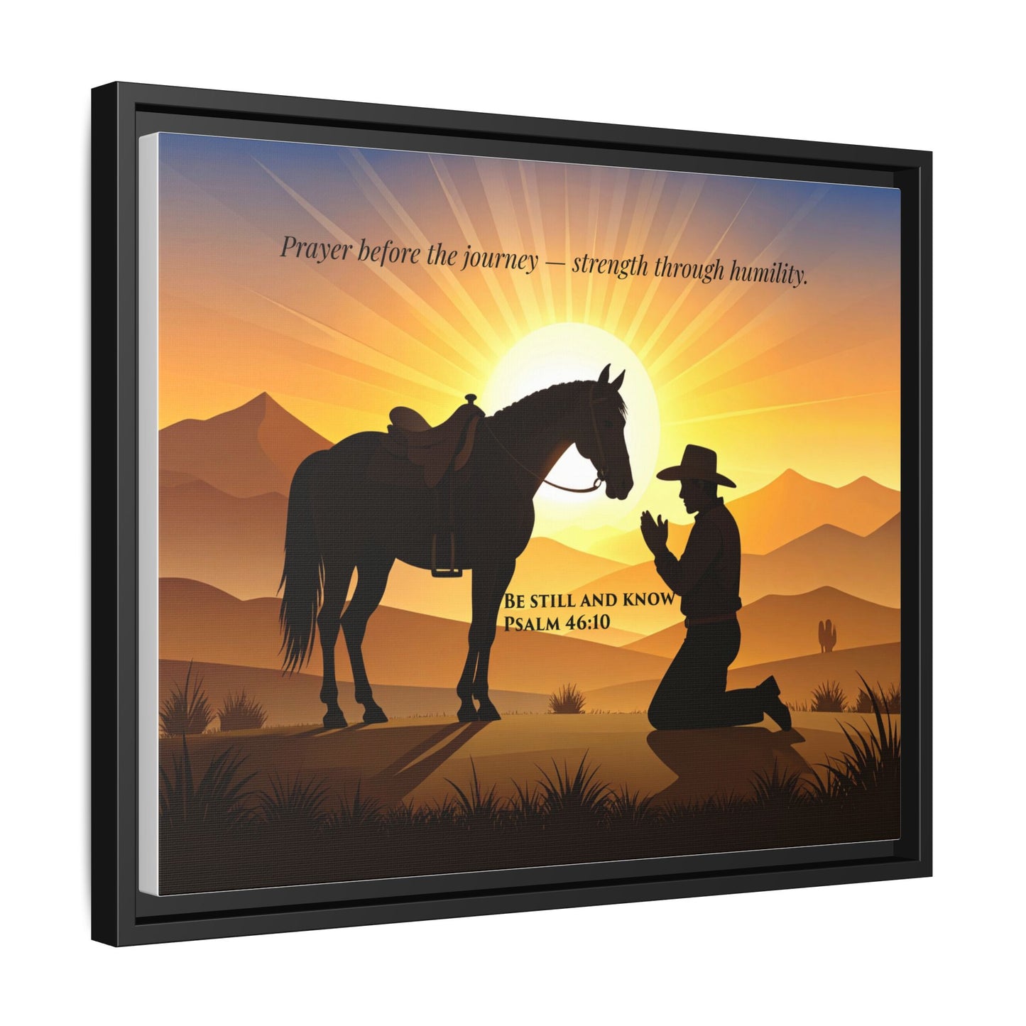 Cowboy Prayer Wall Art | Inspirational Framed Canvas, Western Christian Decor, Horse and Cowboy Artwork, Rustic Farmhouse Wall Art