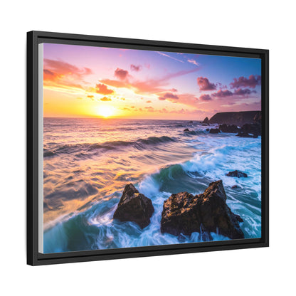 Framed Sunset Canvas Print – Ocean Wall Art, Coastal Home Décor, Beach House Gift, Nature Photography