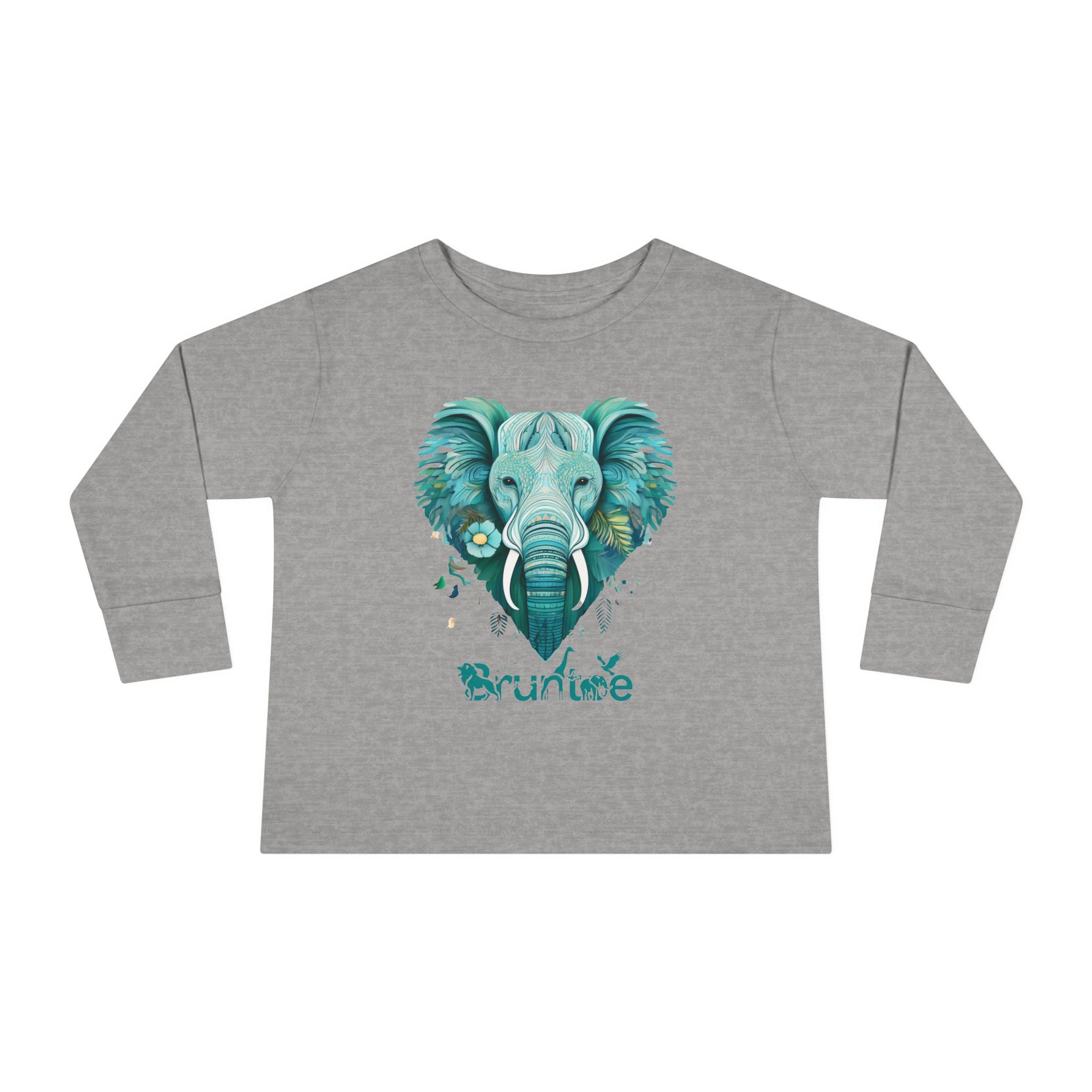 Toddler Elephant Heart Long Sleeve Tee – Cute Toddler Shirt, Kids Animal Top, Toddler Gift