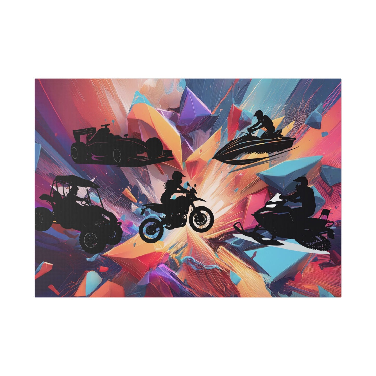 Dynamic Motorized Adventure Canvas Art | Motorsports Wall Decor, Off-Road Vehicle Artwork, Racing Enthusiast Gift, Modern Garage Art