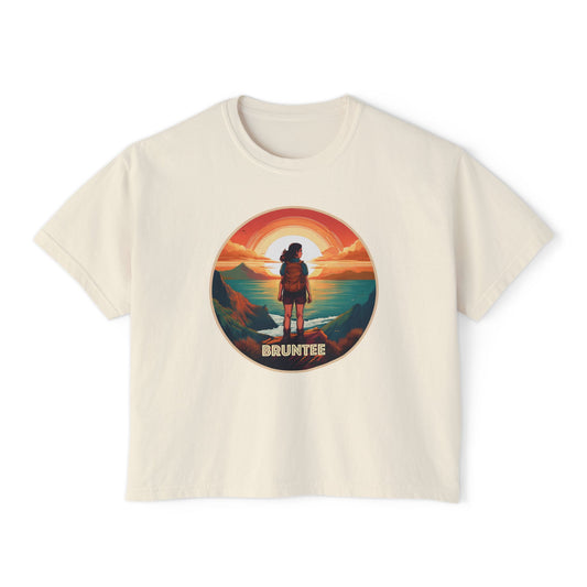 Women’s Boxy Sunset Tee – Casual Summer T-Shirt, Relaxed Fit, Gift for Nature Lovers
