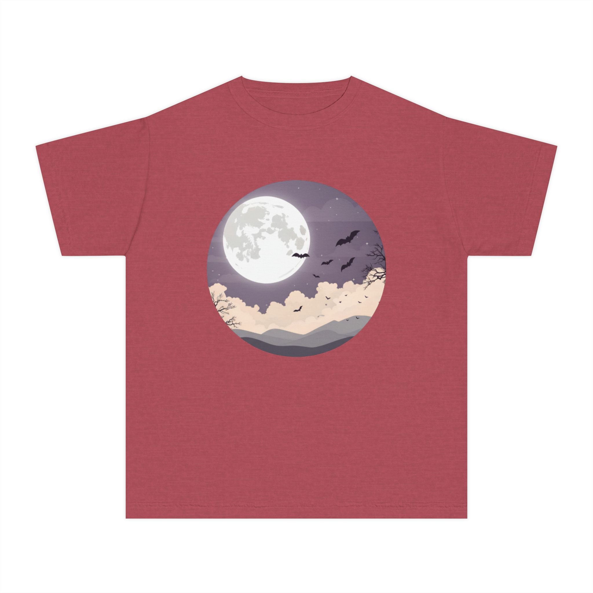 Youth Halloween Moon T-Shirt – Spooky Night Graphic Tee for Kids, Autumn Vibes Shirt, Fall Seasonal Outfit Boys & Girls