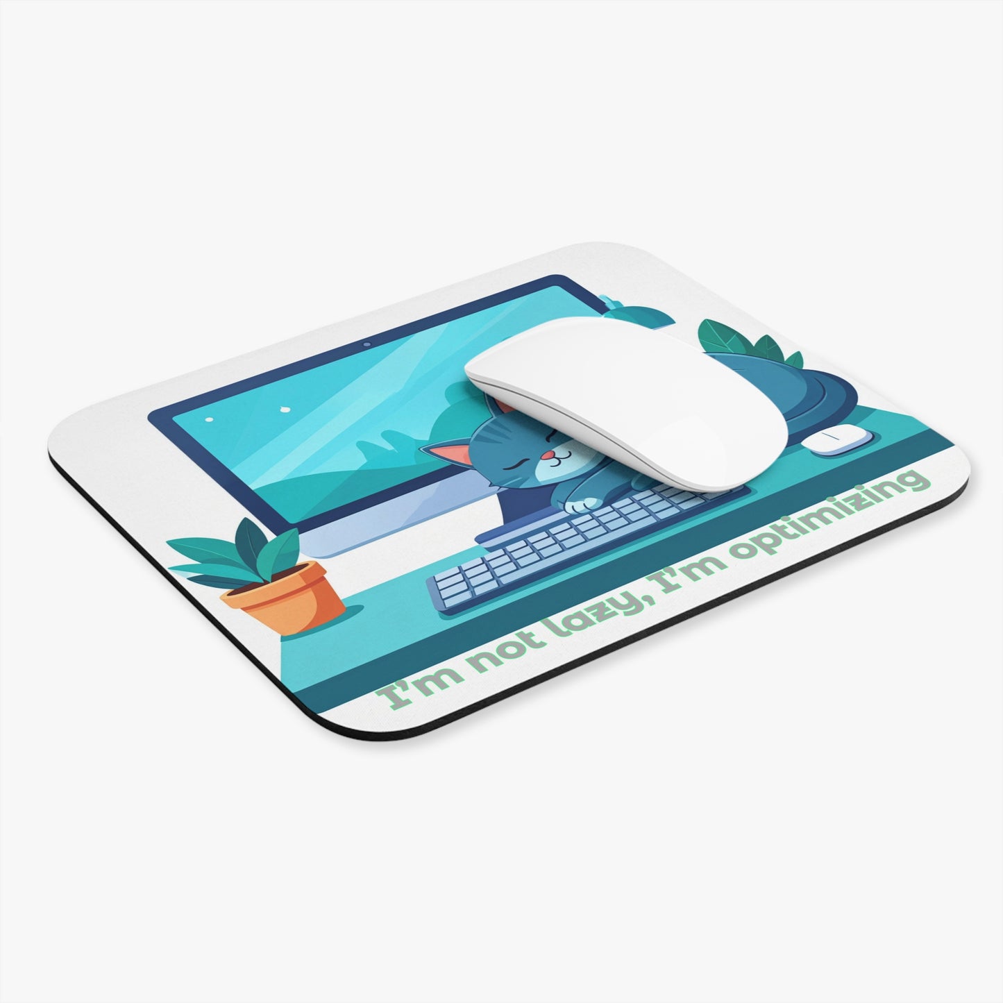 I’m Not Lazy, I’m Optimizing Mouse Pad | Funny Cat Lover Gift | Work From Home Desk Accessory | Cute Office Decor | Unique Gamer Mouse Mat